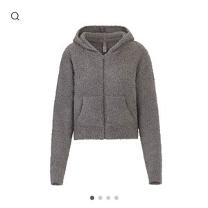 SKIMS COZY KNIT ZIP UP HOODIE | SIZE S/M | COLOR: SMOKE